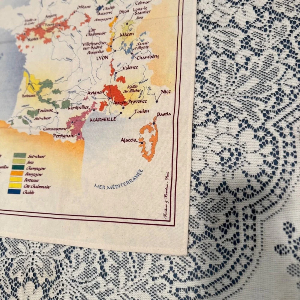 Torchons & Bouchons France Map Tea Towel‎ Disney Epcot World Showcase Souvenir
